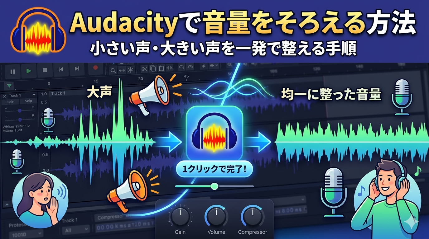 Audacity音量均一にする方法