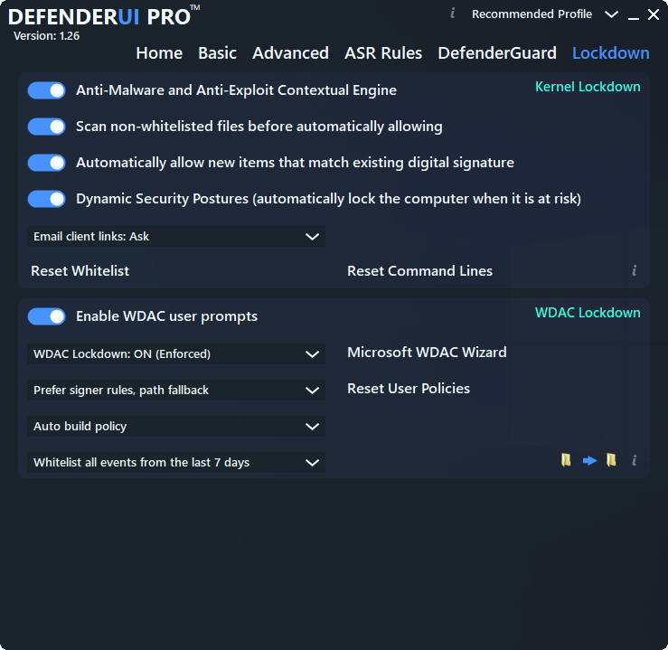DefenderUIのメイン画面