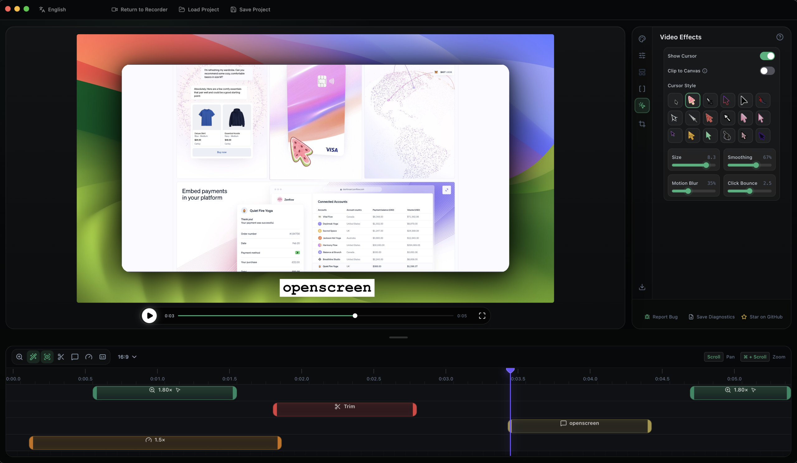 OpenScreenの編集画面